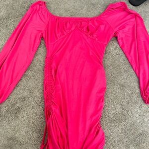 longsleeve pink homecoming dress